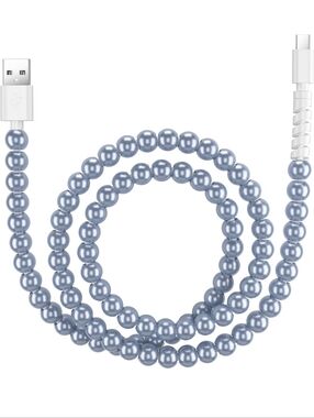 USB A to USB C 3.3 FT Elegant Stylish Morandi Pearl Beaded Fast Charging Cable